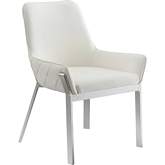 Miami Dining Chair in Diamond Stitch White Fabric & Chrome (Set of 2)